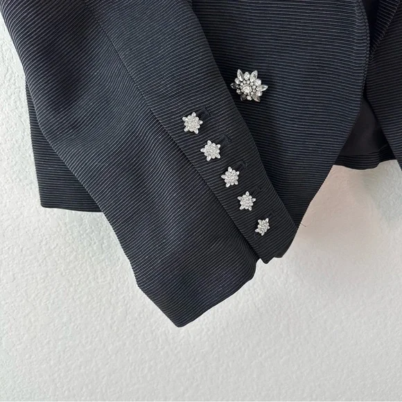 NWT L'AGENCE Brooke Double-Breasted Blazer in Black Rhinestone SZ US 12 - Picture 8 of 9